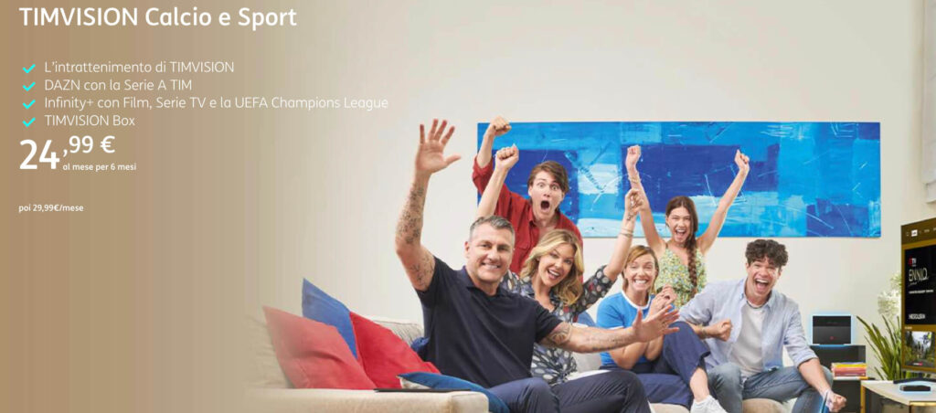 Offerta Serie A a 24,99 € al mese con TIMVISION Calcio e Sport
