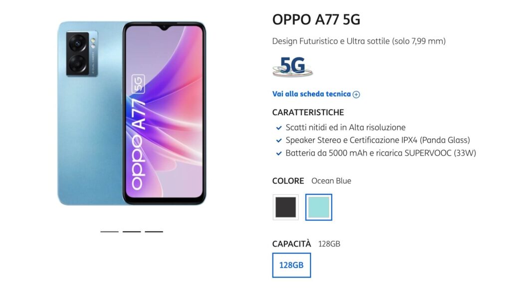 Oppo A77 a 5€ / mese, solo con TIM Party
