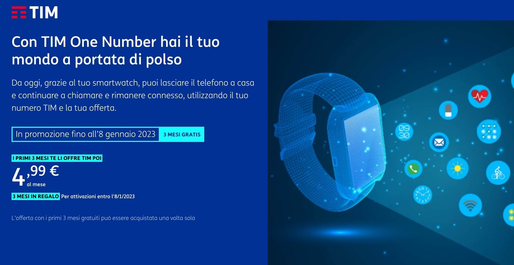 TIM One Number, l'offerta per smartwatch