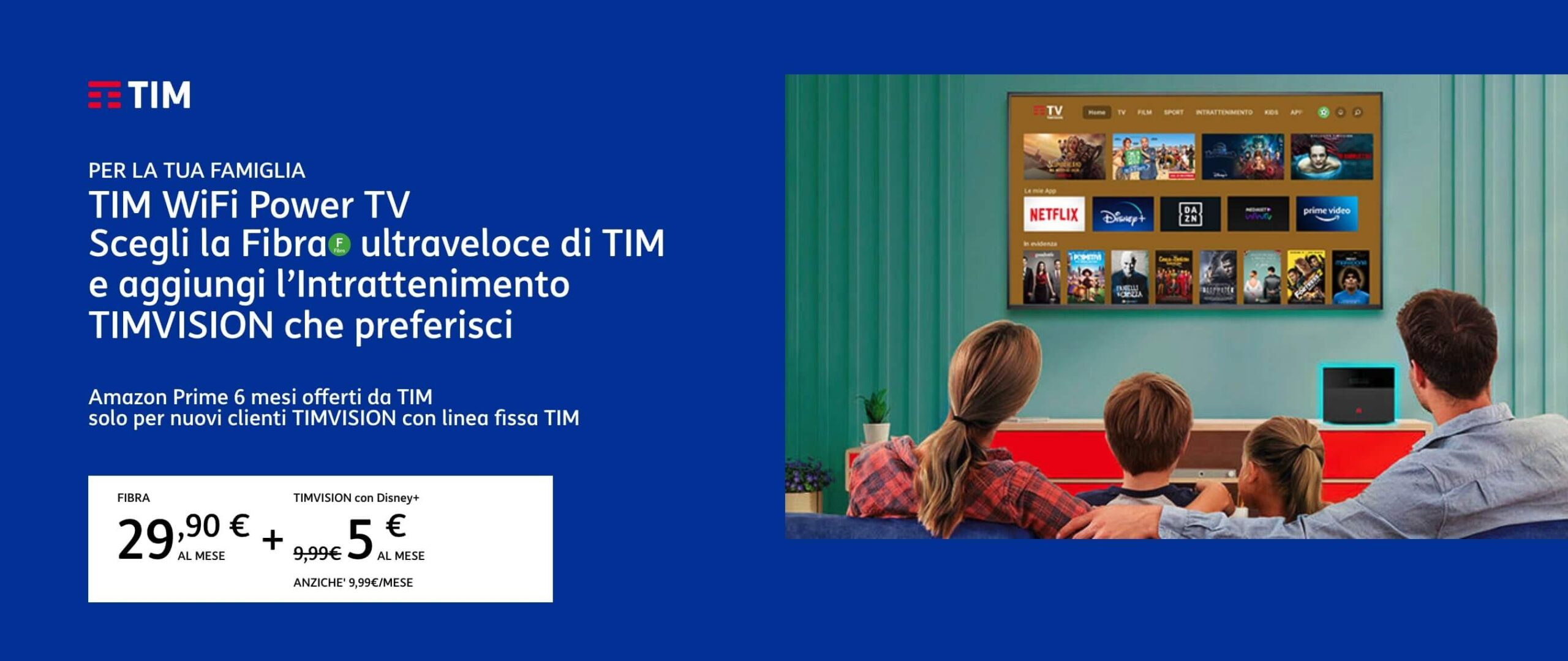 TIM WiFi Power TV, offerta Fibra + TIM Vision
