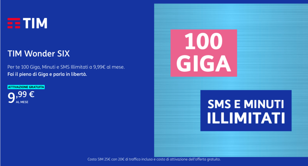 Tim Wonder Six, 100 Giga a € 9,99