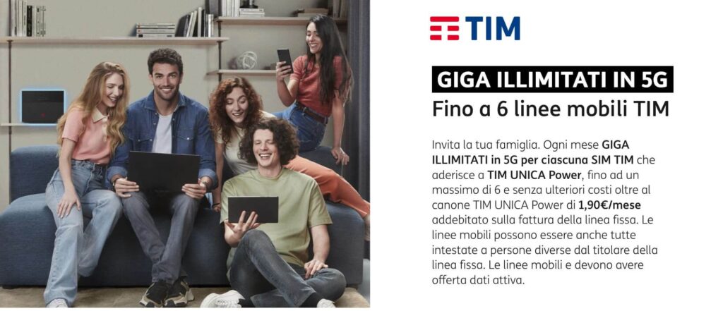 Con TIM Unica Power i Giga illimitati sono in 5G