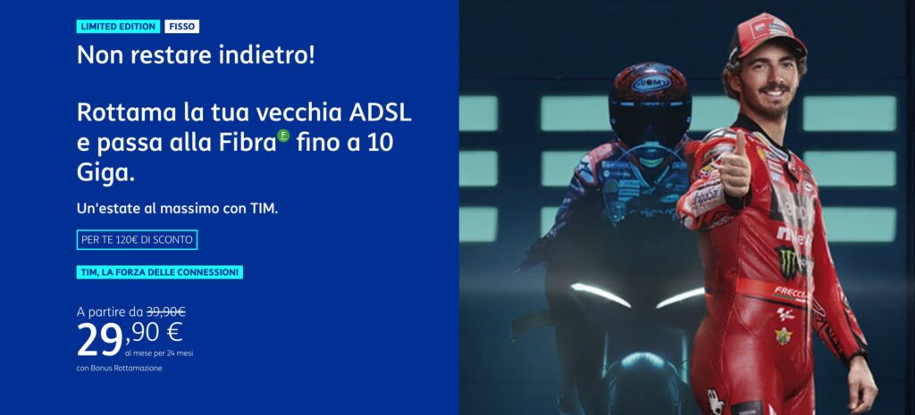 Passare da ADSL a Fibra con TIM, da 29,90 €