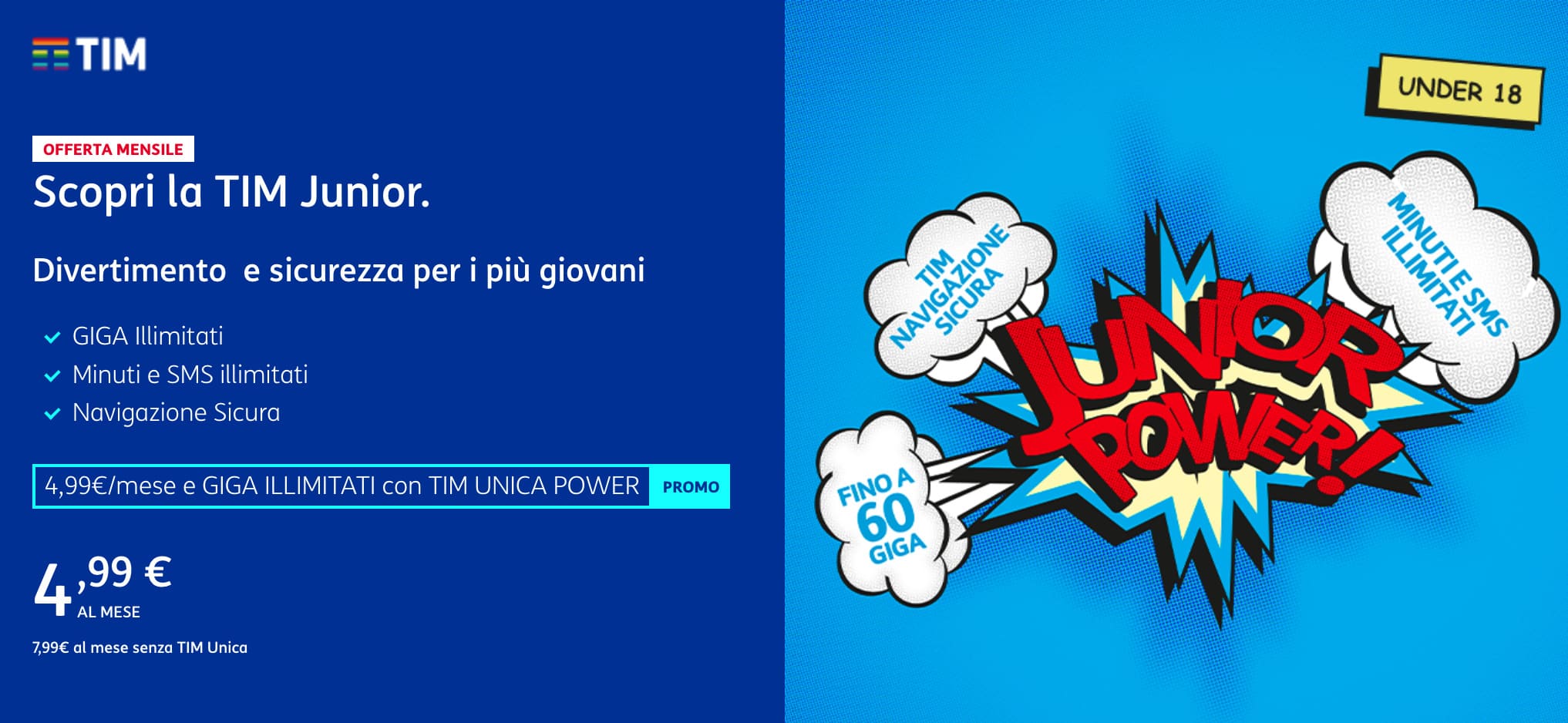 TIM Junior a 4,99 € con Giga illimitati in 5G