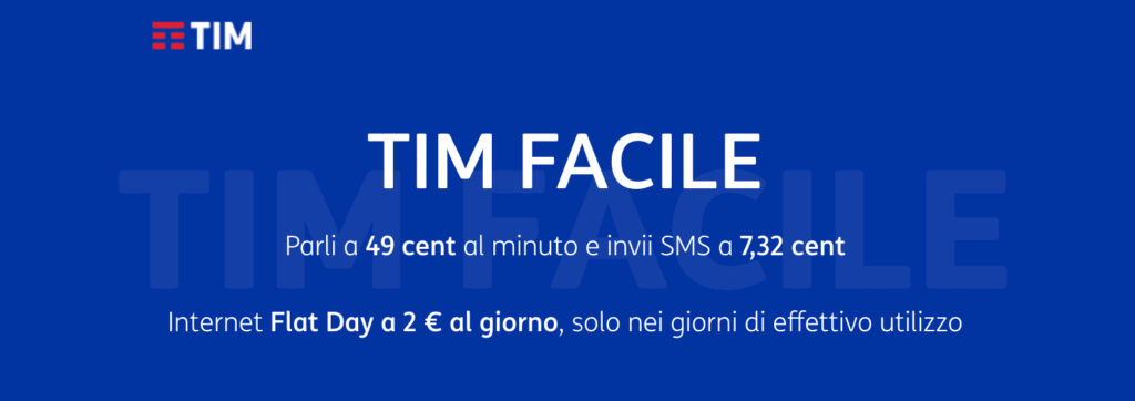 TIM Facile, tariffa base a consumo, senza costi mensili