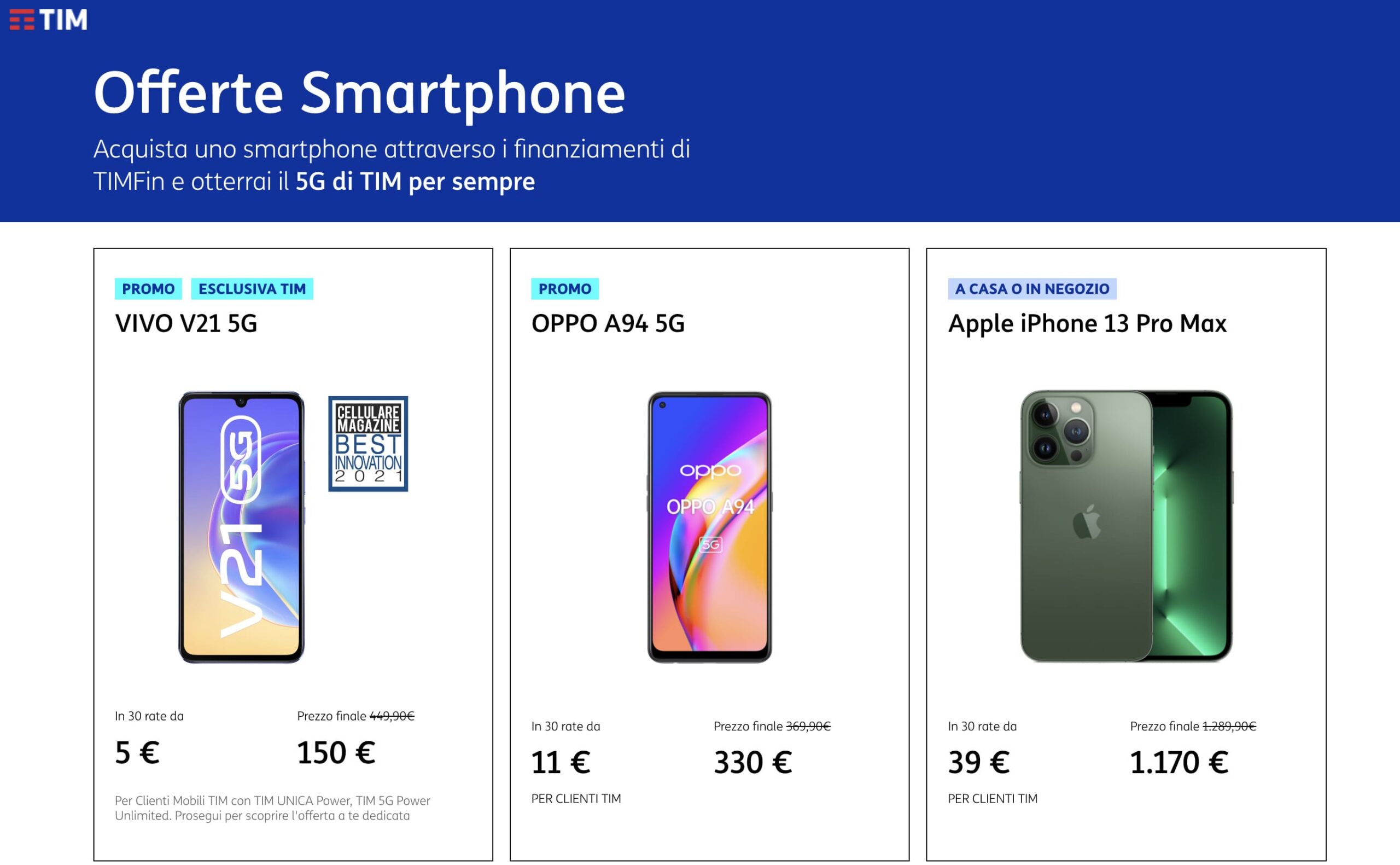 Offerte sugli smartphone con finanziamento