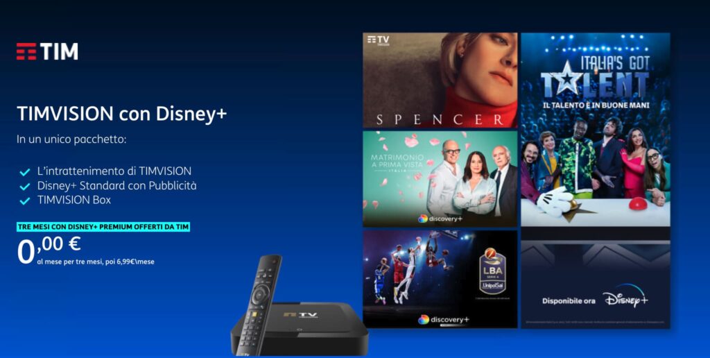 TIMVision con Disney+ gratis per 3 mesi
