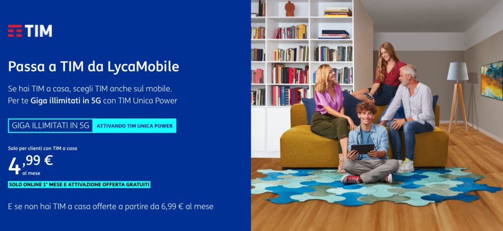 Passa da LycaMobile a TIM da 4,99 €