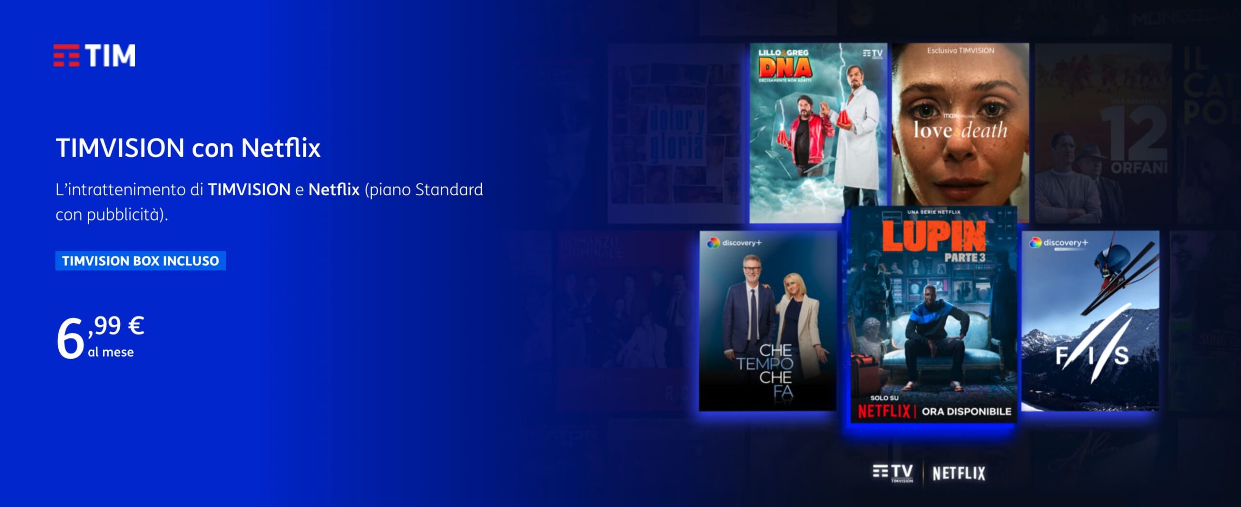 Netflix a 6,99 € al mese con TIMVision
