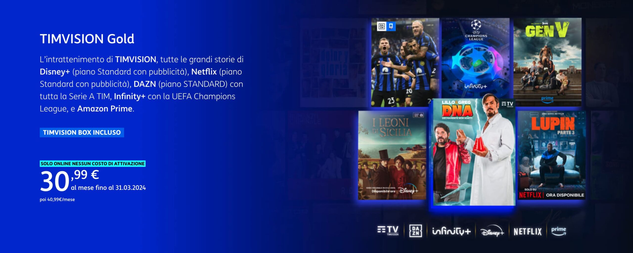 Offerta per Netflix, Disney+ e calcio con TIMVIsion