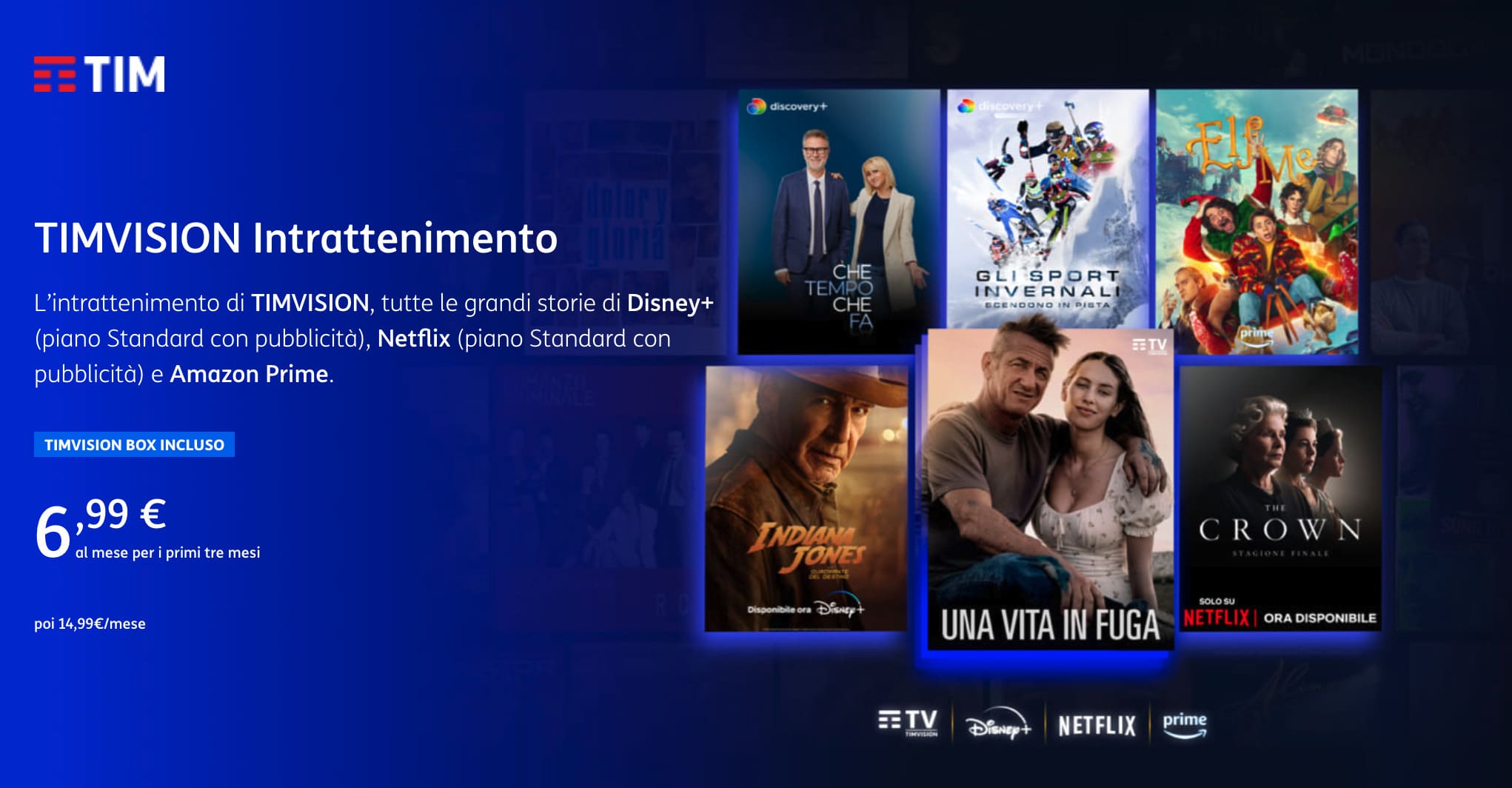 Offerta su TIMVision Intrattenimento a 6,99 €