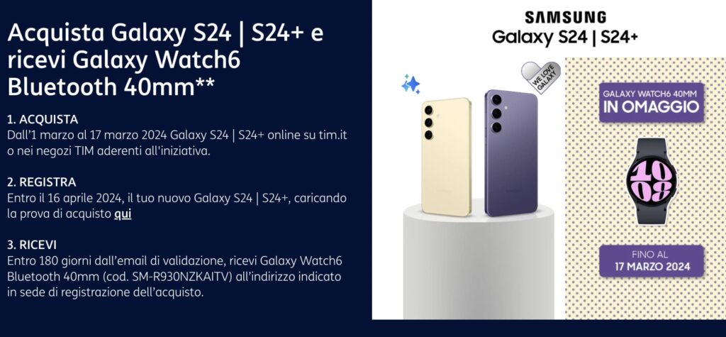 Acquista Samsung e ricevi il Watch