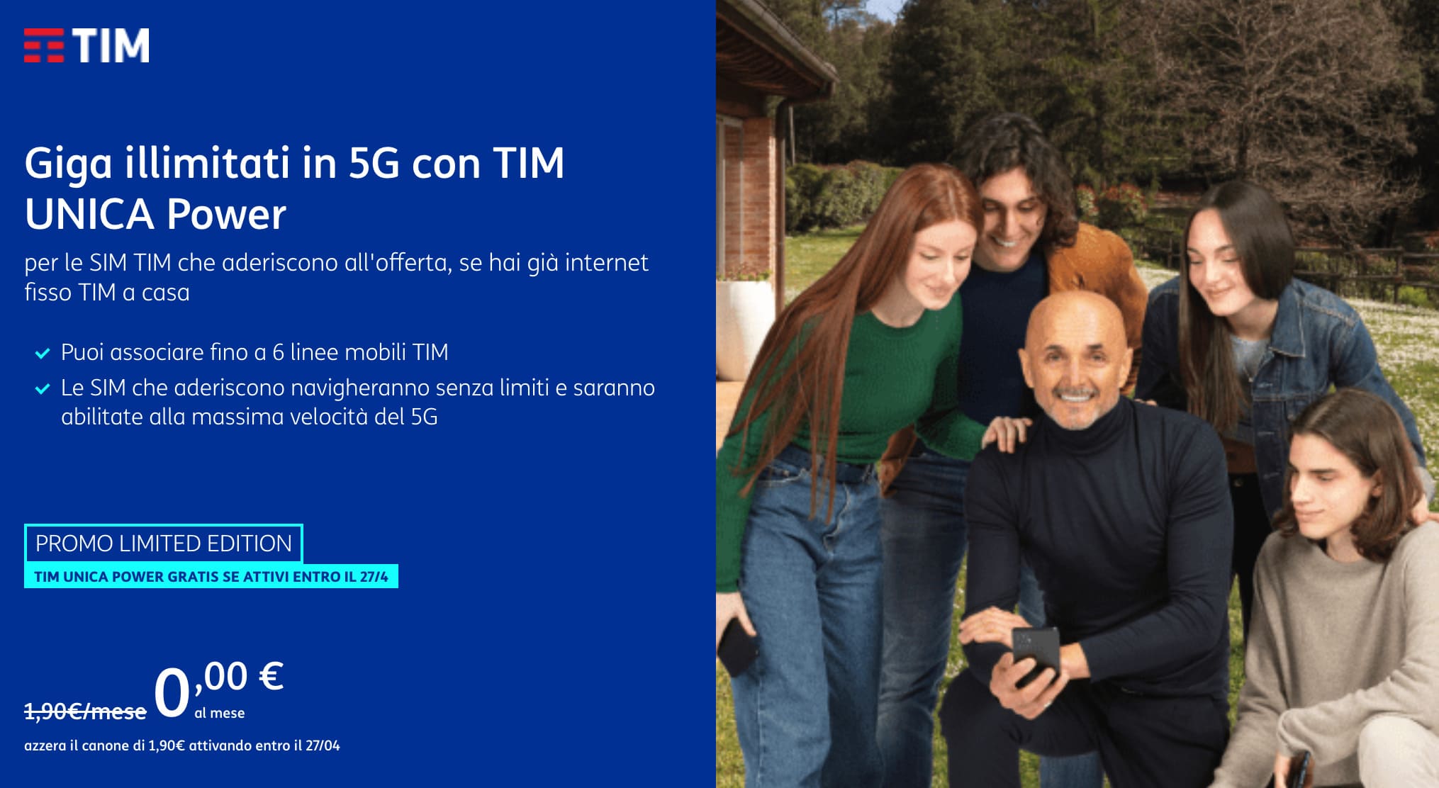Giga illimitati e in 5G grazie a TIM Unica Power attivabile gratuitamente