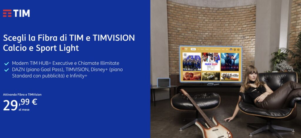 Calcio e Sport Light di DAZN + Fibra a 29,90 €