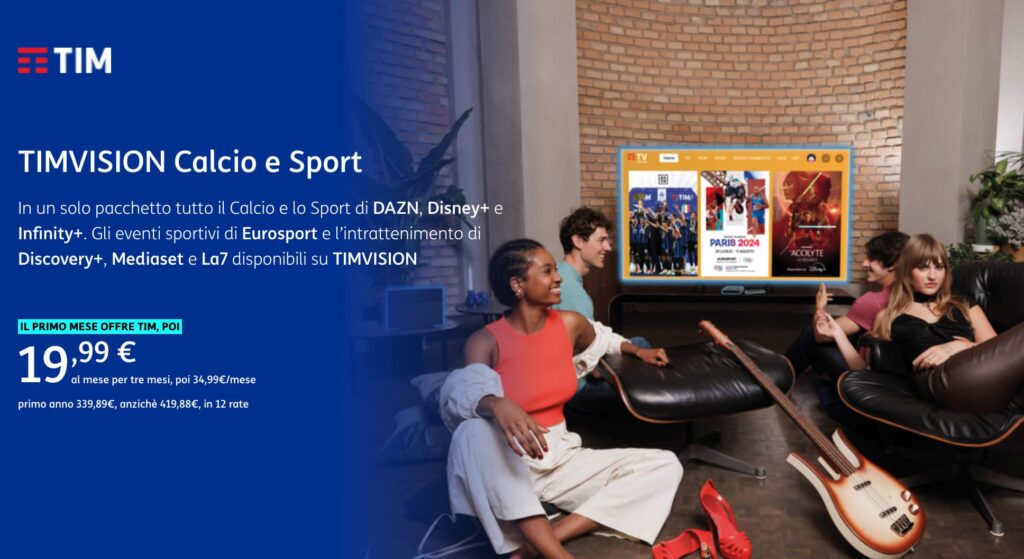 Offerte TIMVision Calcio e Sport da 19,99 €