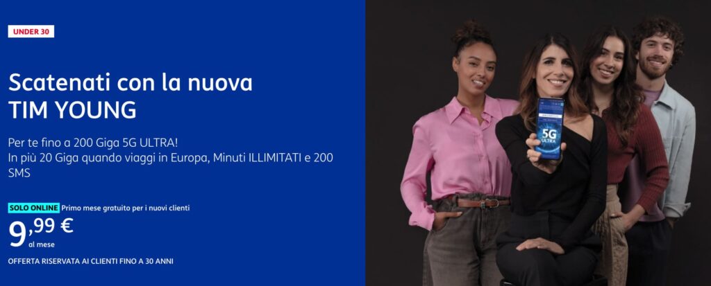 TIM Young per under 30 con 200 GB a 9,99 € al mese