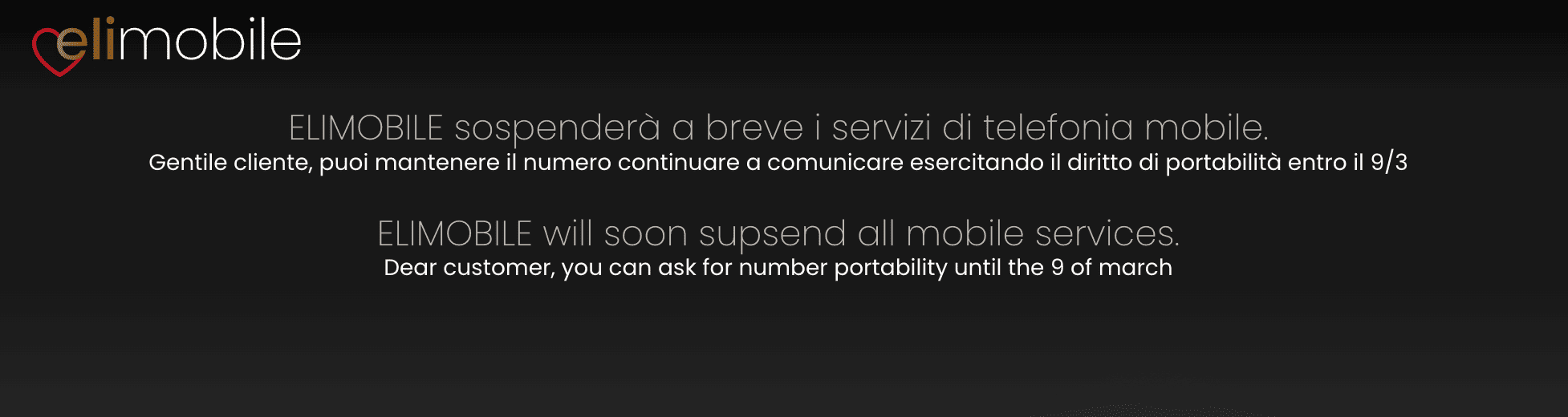 Messaggio Chiusura ELimobile