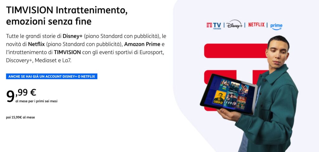 TIMVision Intrattenimento a 9,99 €