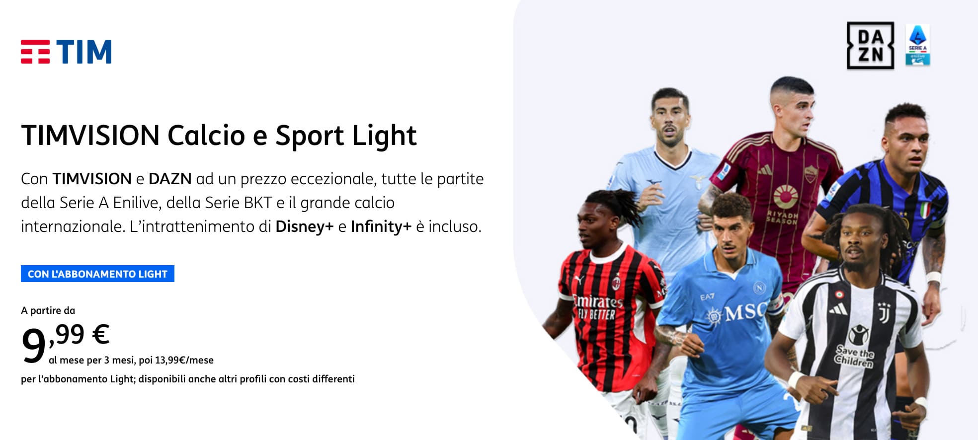 Offerta su DAZN e TIM da 9,99 € al mese