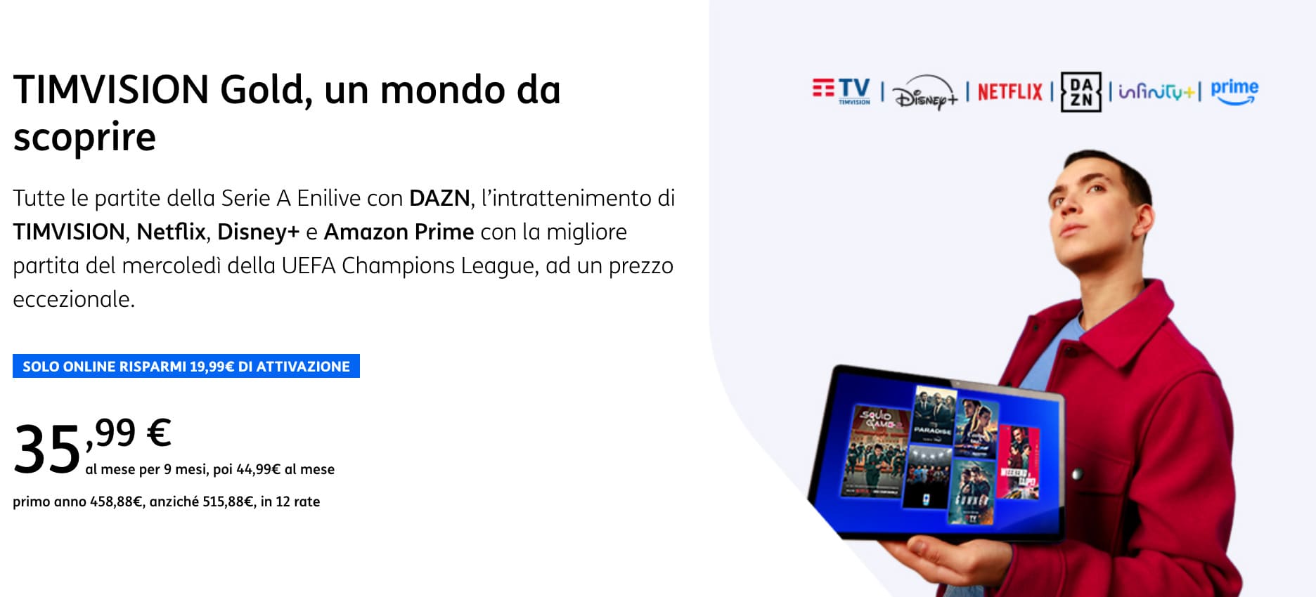 TIMVision Gold a 35,99 € al mese