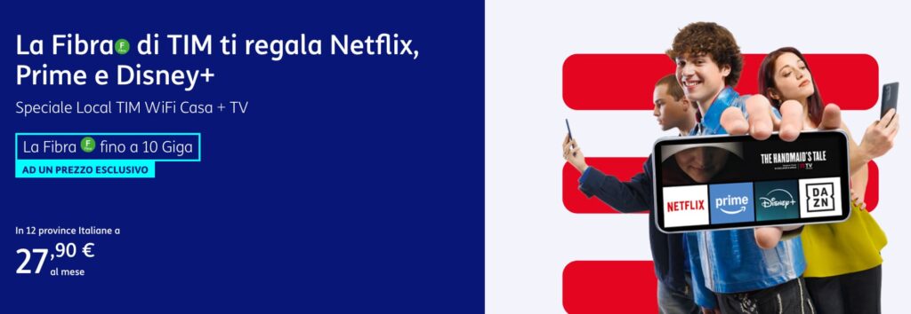 Offerta Fibra, Netflix e Disney+ a 27,90 €