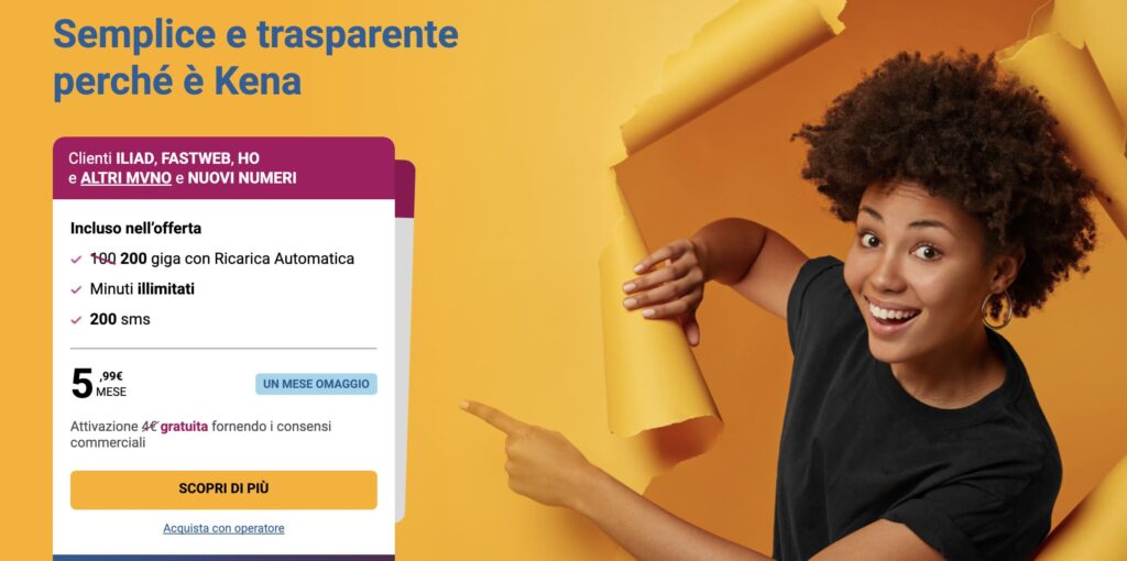 Offerte Kena Mobile da 5,99 € con 200 GB