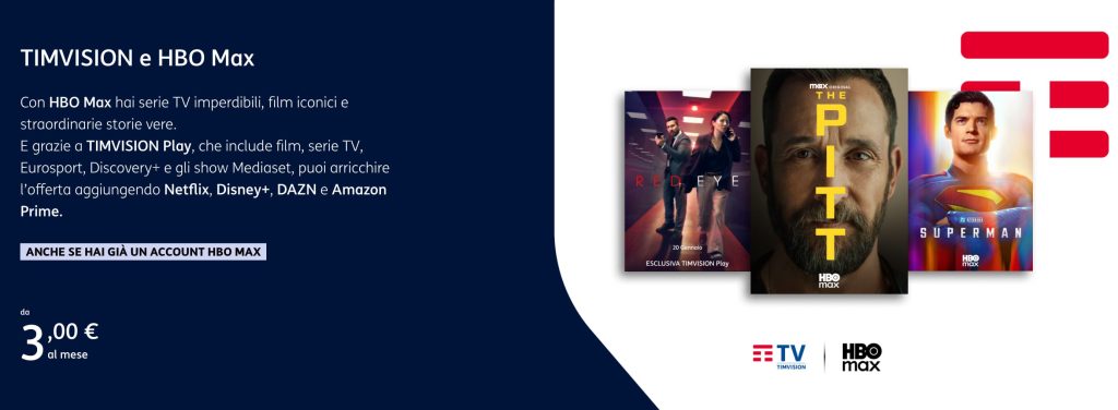 HBO Max con TIMVision XS da 3 € al mese