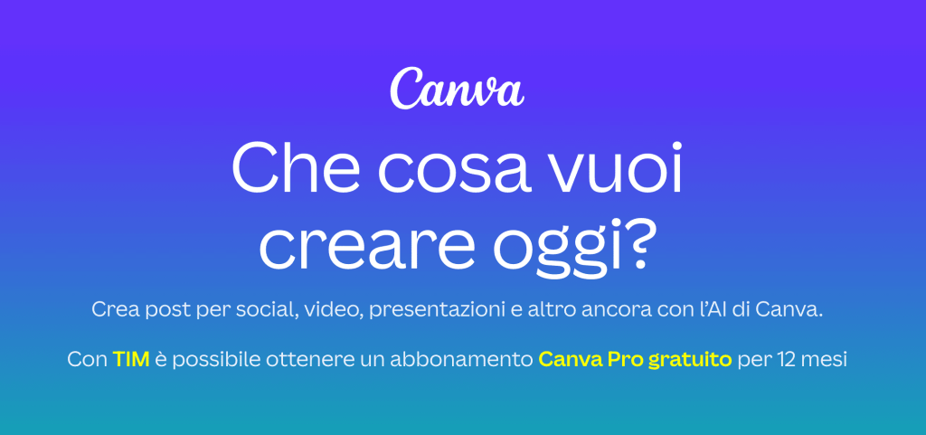 Canva Pro gratis fino a 12 mesi